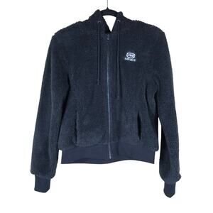 Ecko Unltd Jacket Women’s Large Black Sherpa Fleece Winter Warm Casual Fuzzy